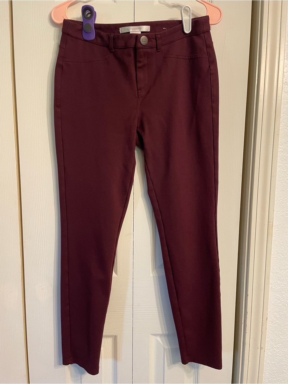 Burgundy Slim Stretch Pants